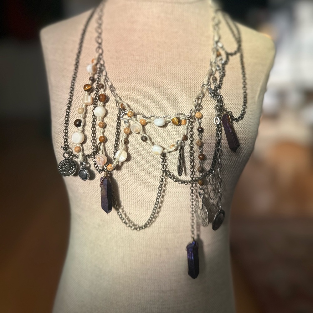 Free people Layered crystal boho necklace
